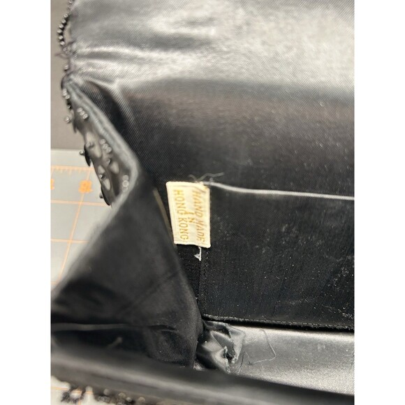 Vintage Black Beaded and Sequins Handbag Made In Hong Kong Evening Bag - Picture 6 of 8
